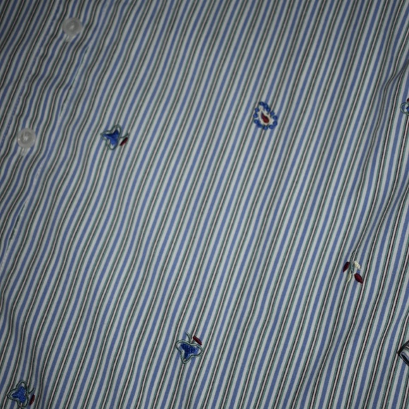 Ladies Stephanie K pinstripe embroidered long sleeve button down shirt fall nice - Picture 6 of 10